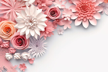 3d render horizontal floral pattern Abstract cut pape