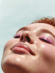 Carefree, close up skincare and beauty shot, young gen z style, ai generative