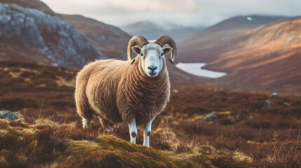 Fototapeta premium Generative AI, Scottish Sheep
