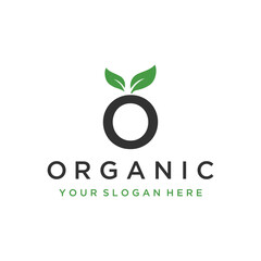 Fototapeta premium 100% natural organic logo design with leaves concept.Logo for natural products, ecology, beauty, biology and agriculture.