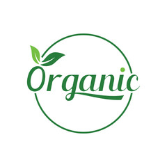 Fototapeta premium 100% natural organic logo design with leaves concept.Logo for natural products, ecology, beauty, biology and agriculture.