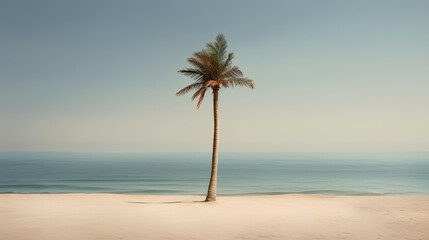 Fototapeta premium Shade of a palm tree on the beach. IA generative.