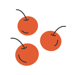 Obraz premium Fresh red cherries. Flat cartoon style vector illustration isolated on white background.