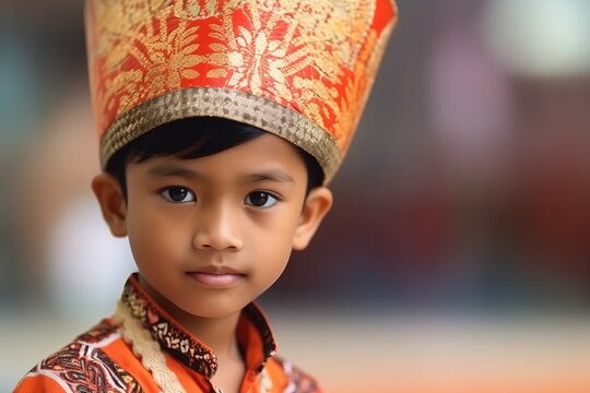 Cute Asian Kid Wearing Traditional Costume Of Chinese New Year