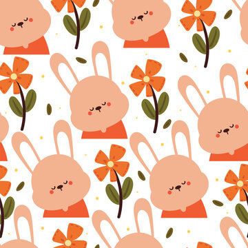 seamless pattern cartoon bunny. cute animal wallpaper for textile, gift wrap paper