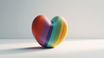 Colorful heart with rainbow colors on a simple minimalist background. Generative Ai.