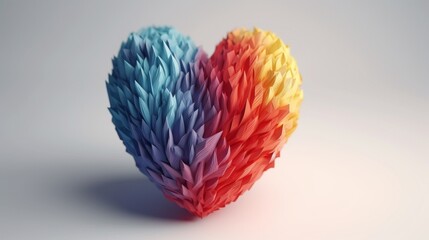 Colorful heart with rainbow colors on a simple minimalist background. Generative Ai.