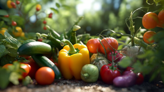 vegetables and fruits HD 8K wallpaper Stock Photographic Image