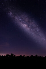 Blue night , milky way sky and stars on a dark background,starry universe, nebula and galaxies with...
