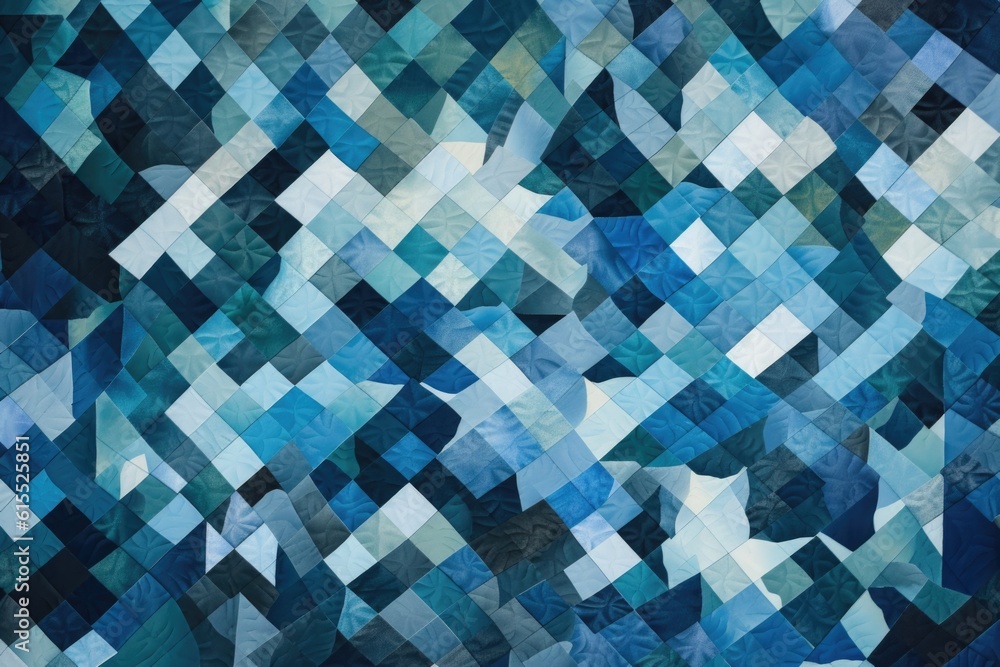 Wall mural abstract pattern in textile, made with different shades of blue, created with generative ai