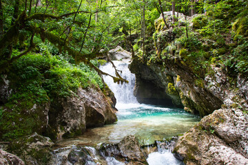 Fototapeta premium Hiking in the Sunik Water Grove in Slovenia