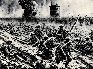 Horrors and Death of World War, Generative AI Illustration