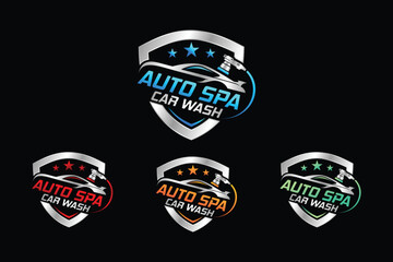 auto detailing service logo design illustration vector template