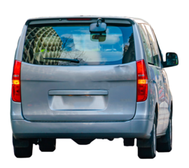 Minivan back view isolated photo