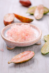 Australian finger lime or caviar lime, edible fruits used in gourmet cuisine. Citrus australasica