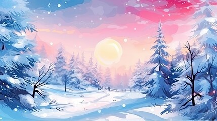 Christmas winter background with a lots of snow