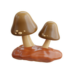 3d Mushroom. icon isolated on white background. 3d rendering illustration