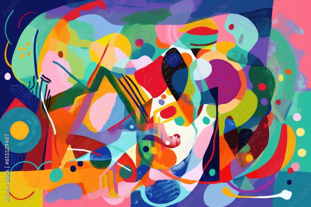 Wall mural abstract artwork with vibrant colors and abstract shapes, created with generative ai