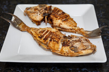 Clean and seasoned Peroá fish (Balistes capriscus) . Typical fish from the coast of Espírito Santo (Capixaba) Brazil, known as 