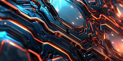 Generative AI illustration of abstract robotic detail structure background design. Digital illustration, 3D style