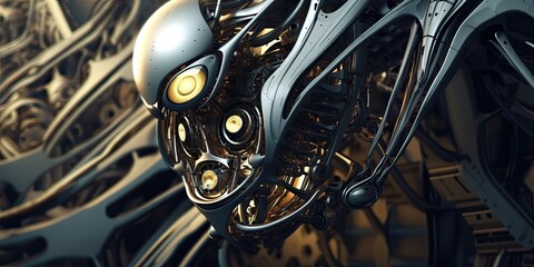 Generative AI illustration of abstract robotic detail structure background design. Digital illustration, 3D style