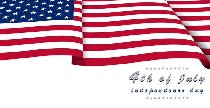 American flag and lettering 4 of july independence day on white background.