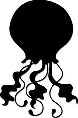 Silhouette of a floating Medusa - vector sign for a logo or pictogram. Jellyfish silhouette for a button or corporate identity on a nautical theme.