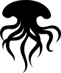 Silhouette of a floating Medusa - vector sign for a logo or pictogram. Jellyfish silhouette for a button or corporate identity on a nautical theme.