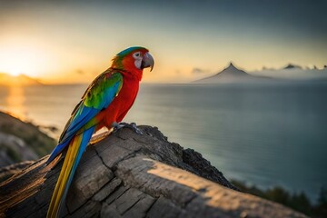 parrot on the beach Generator by AI  Technology