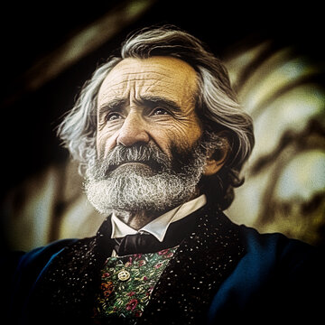 Giuseppe Verdi portrait, famous Italian operas composer with sympathy for Italian Risorgimento, 19th century