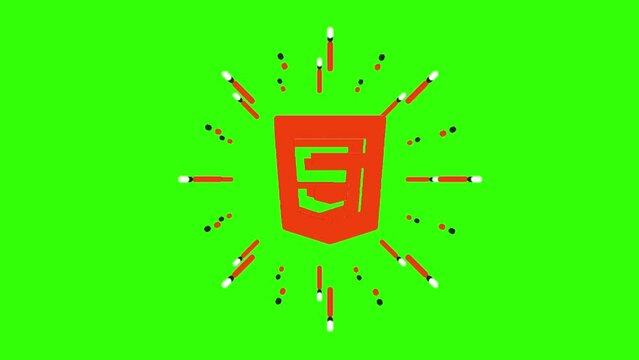 Html  icon background animated, logo symbol, social media, green screen