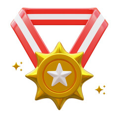 Golden Star Medal. Champion trophy, shiny golden cup, sports award. Winner prize, champions 3D Illustration