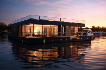 A Majestic and stunning modern house with a swimming pool, created with AI