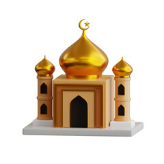 3d Mosque. icon isolated on white background. 3d rendering illustration