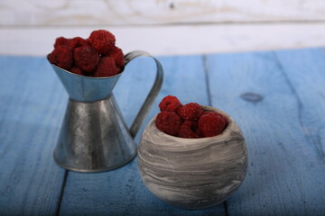 raspberries in a glass jar