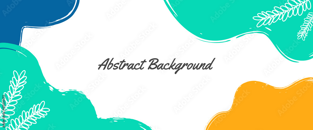 Wall mural abstract wave shape with leaf outline illustration. horizontal banner template with copy space