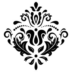 Elegant vintage vector ornament in classic style. Abstract traditional ornament with oriental elements. Classic black and white vintage pattern