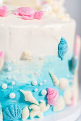 Mermaid themed 3 layer vanilla cake