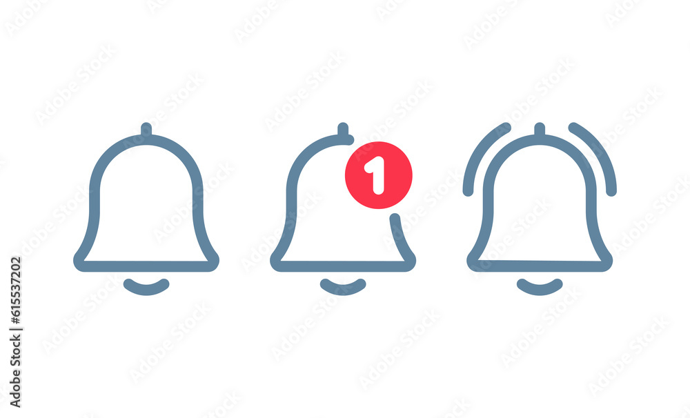 Poster notification and alarm vector line icon set. alarm clock and incoming inbox information outline icon