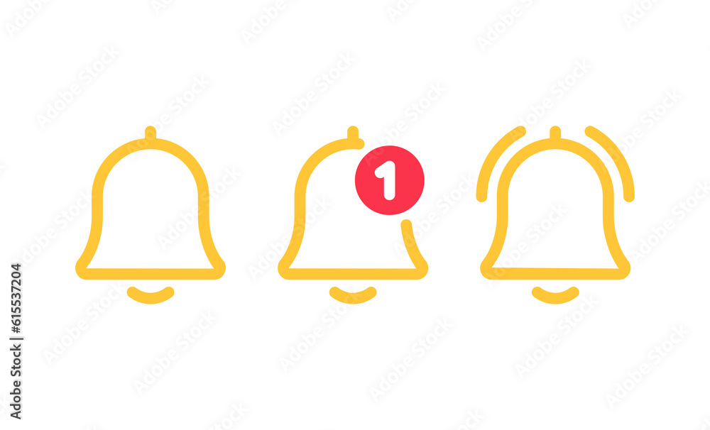 Poster notification and alarm vector line icon set. alarm clock and incoming inbox information outline icon