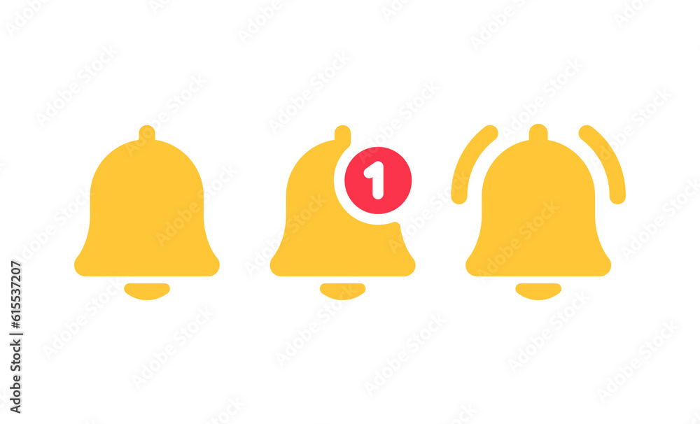 Poster notification and alarm yellow vector glyph icon set. alarm clock and incoming inbox information soli