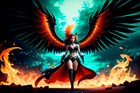 phenix art illustration. Generative ai.