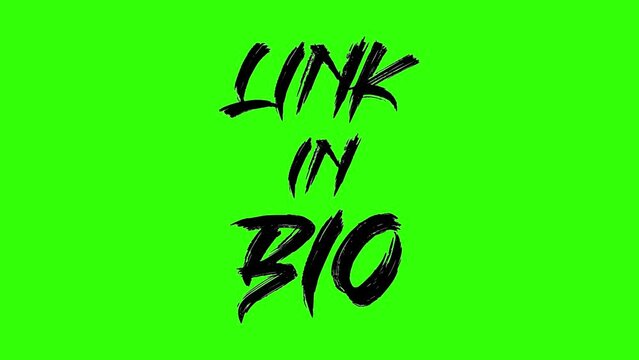 link in bio text icon background animated, logo symbol, social media, lettering, green screen