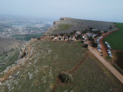 mountain arbel north of isral drone view