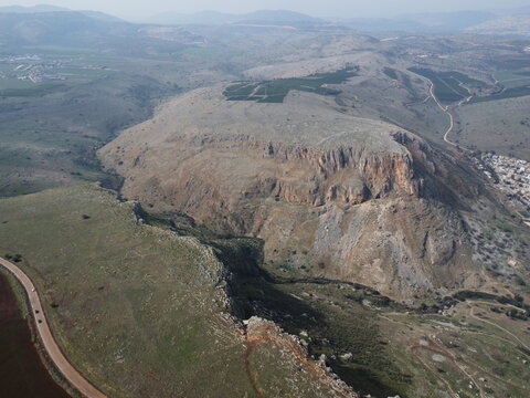 mountain arbel north of isral drone view