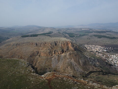 mountain arbel north of isral drone view