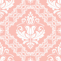 Orient vector classic pattern. Seamless abstract background with vintage pink and white elements. Orient pattern. Ornament for wallpapers and packaging