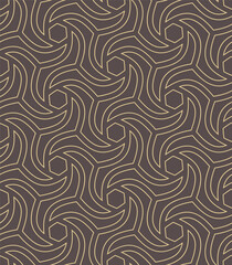 Seamless vector ornament. Modern brown and yellow wavy background. Geometric modern pattern