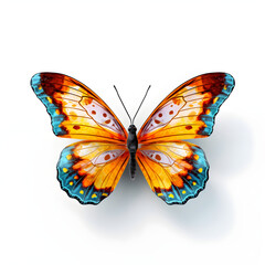 Obraz premium Very beautiful colorfull butterfly in flight isolated on a transparent background,generated ai