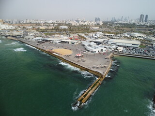 Fototapeta na wymiar tel aviv port in israel drone view